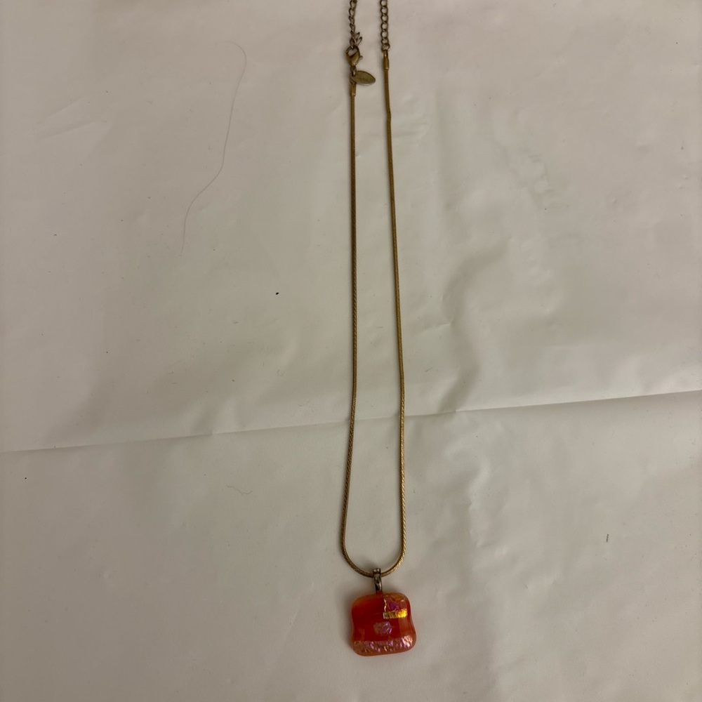 Lia Sophia Gold Necklace with Red Pendant 20”